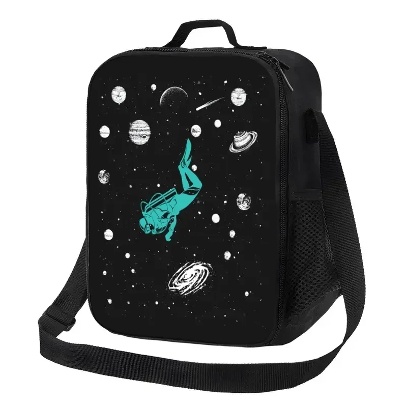 Custom Scuba In Saturn Solar System Space Lunch Bag Women Warm Cooler Insulated  Box for Student School