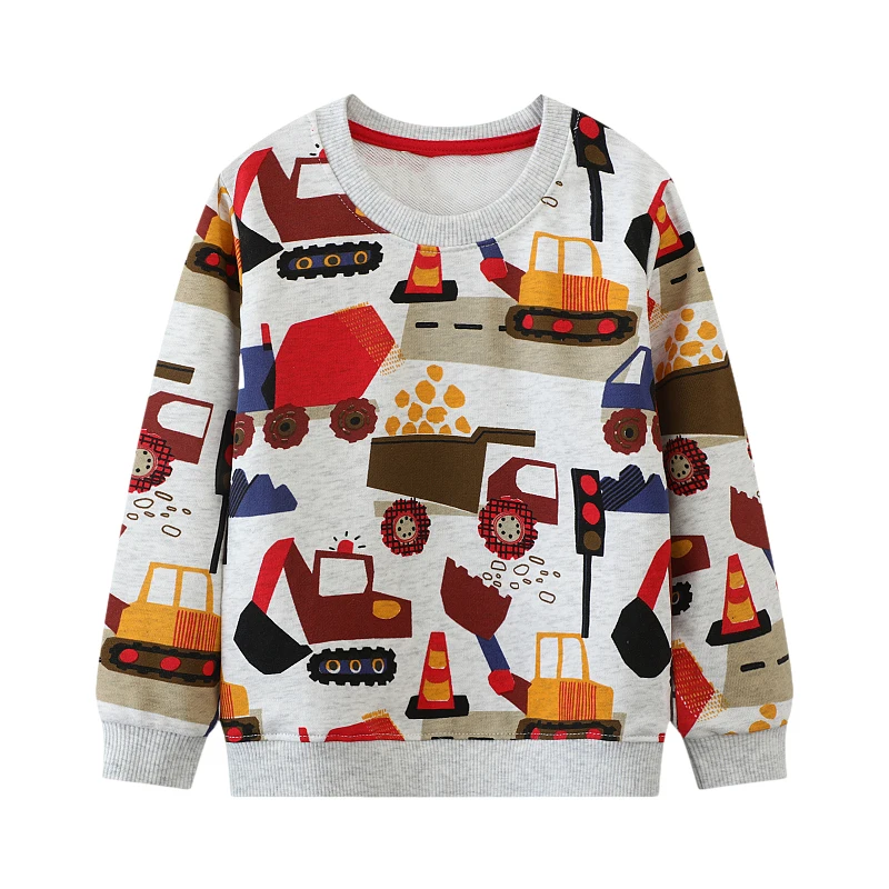 Little maven 2PCS 2026 Autumn New Spring Baby Boys Excavators Tops Hoodies Cotton SweaterShirts for Kids Clothes  2-7 Years