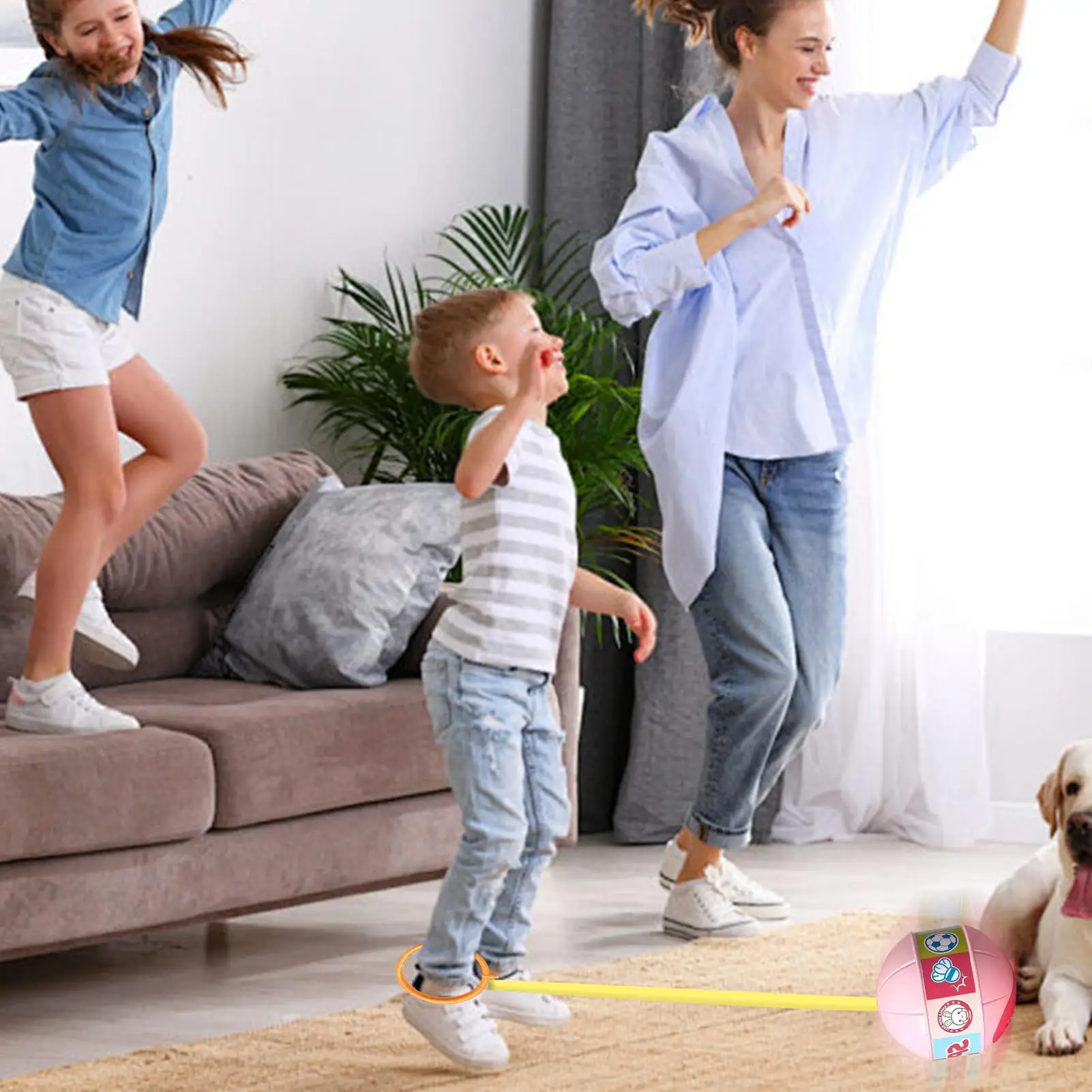 Skip Ball Ankle Toy LED Glowing Bouncing Ankle Skip Ball Interactive Outdoor Games Fitness For Children Teens Adults School