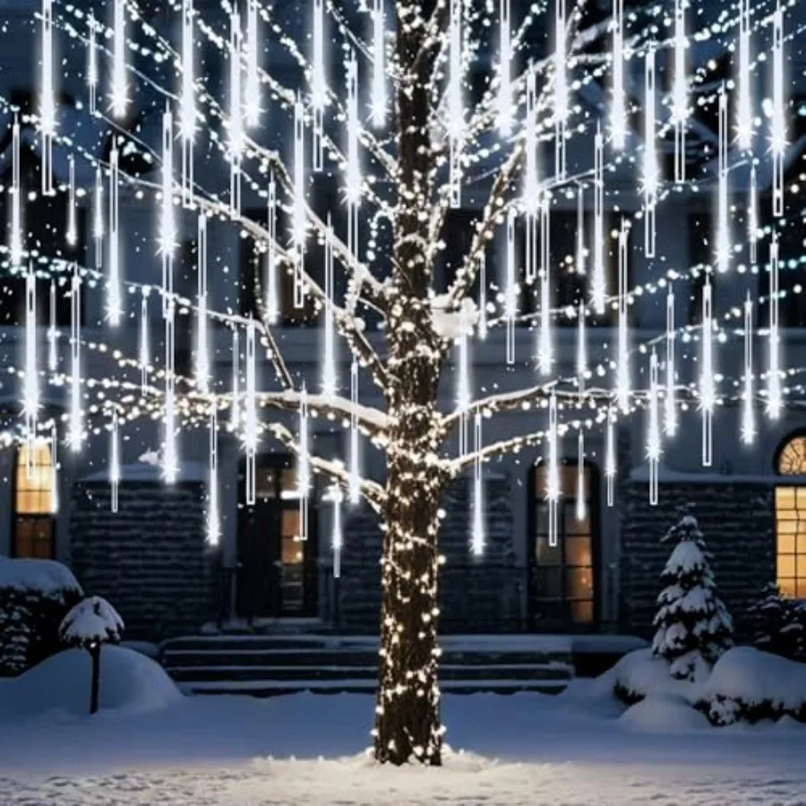 

Meteor Shower Lights Outdoor Christmas Lights 24-Tube 576LEDs Snow Falling Rain Cascading Icicle String Light for Xmas Tree Chr