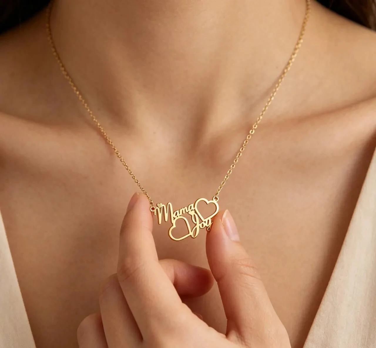 Custom Double Names Necklace Personalized Interlocking Hearts Choker Bespoke Couple Necklaces For Women Stainless Steel Jewelry