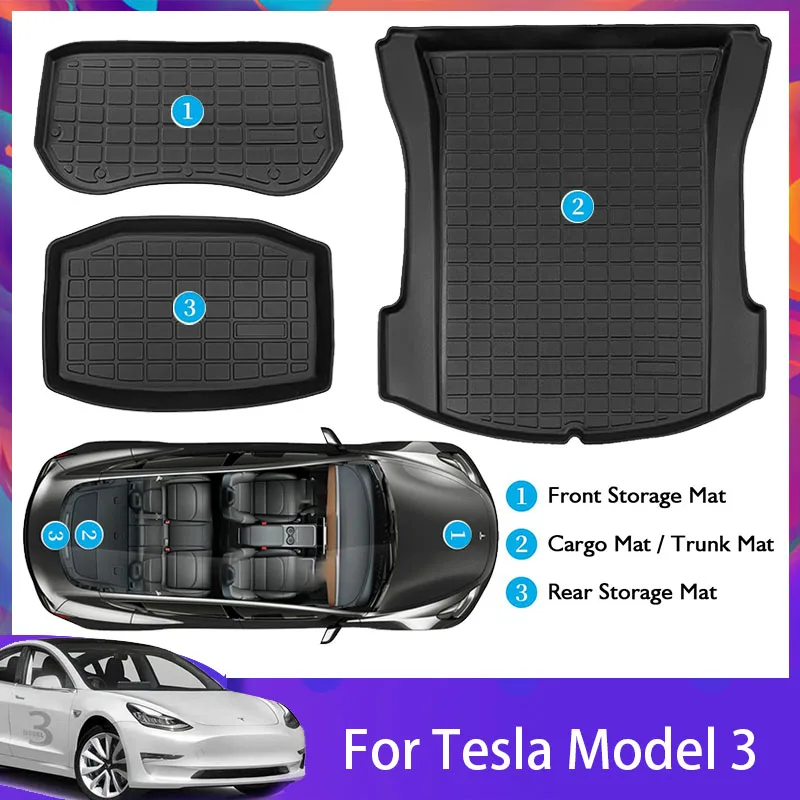 

Rear Trunk Mat For Tesla Model 3 2023 Accessories High Quality TPE Waterproof Protective Pads Cargo Liner Trunk Tray Floor Mat