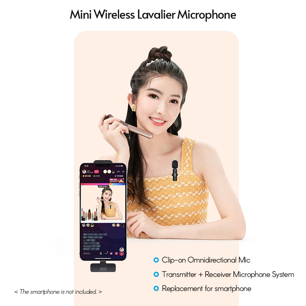 Wireless Clip-on Lavalier Microphone Omnidirectional Mic 2 Transmitter 1 Receiver with Wind Muff Type-C Port Replacement fo