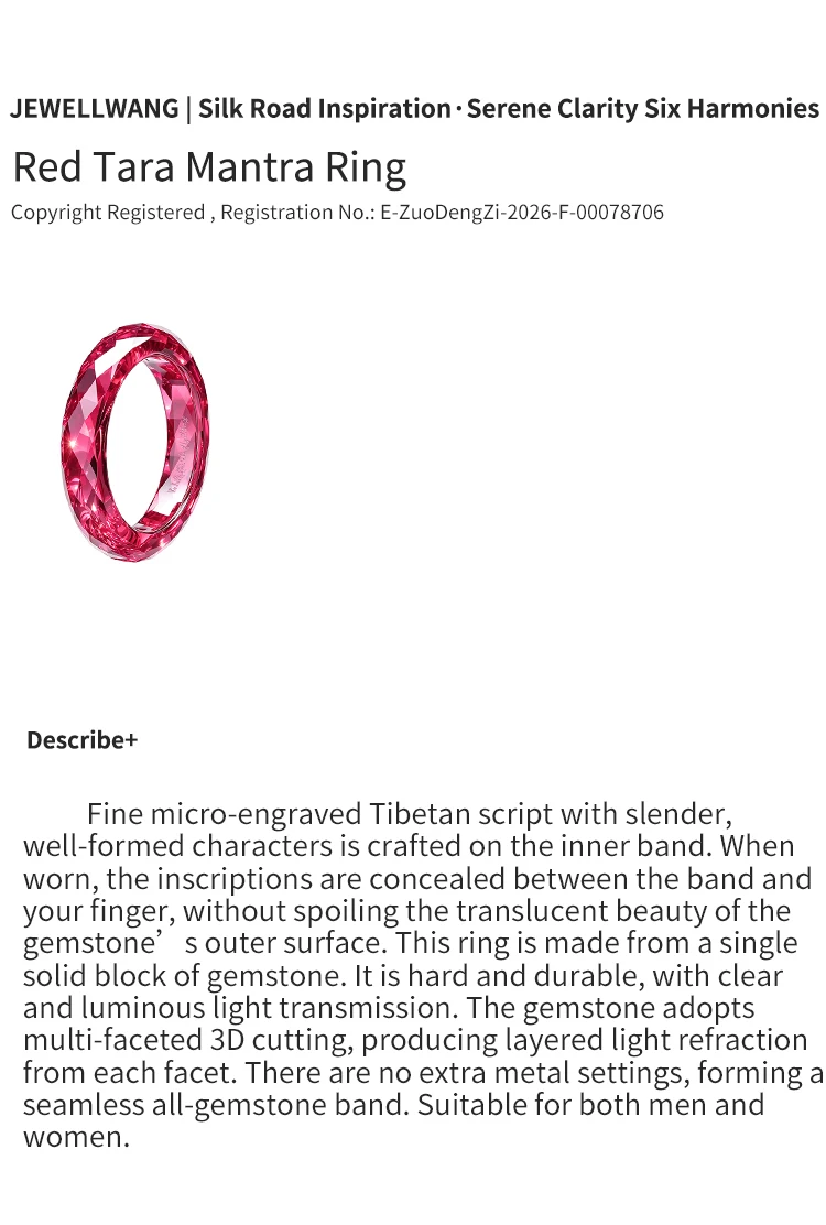 JEWELLWANG Laborgezüchteter Rubinring, massiver, schlichter Ring mit geschlossenem Band, Ring mit Edelstein, Geschenk für Damen, Herren, Unisex, für den täglichen Gebrauch – Detail 5