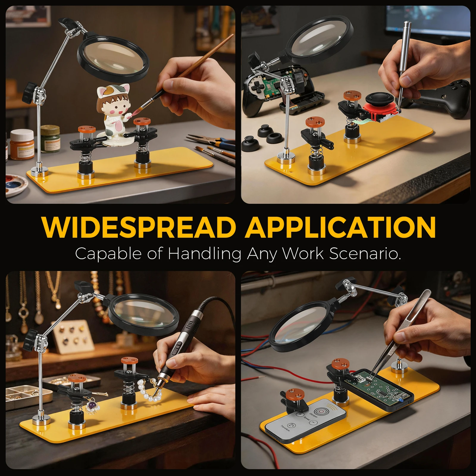NEWACALOX Magnetic Helping Hands Soldering Third Hand Tool Box Adjust PCB Holder Electronic Reparing Welding Magnifying Glass