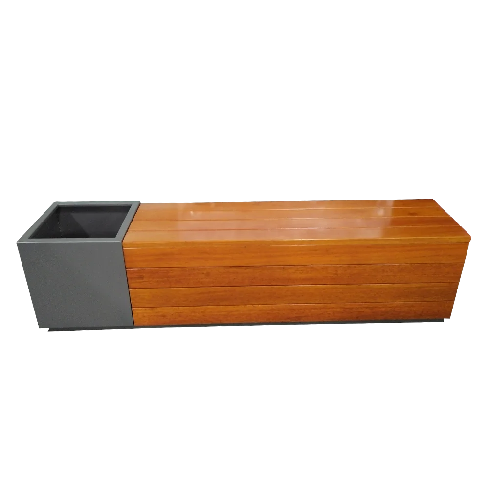 

Garden Outdoor Benches Factory Customized Flower Box Tree Street Planter Bench Wooden Park Steel Long Wooden Tree Bench