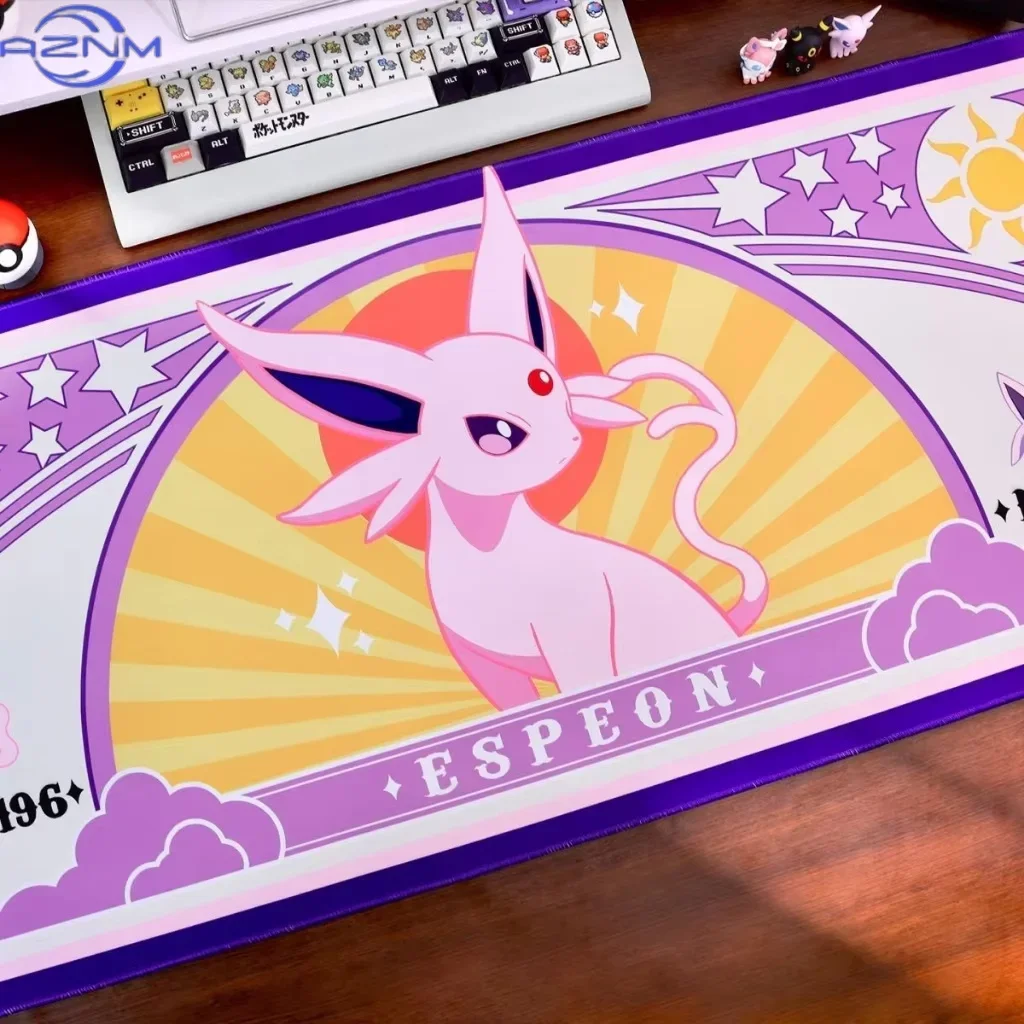 Pokemon Star Moon Themed Umbreon mouse pad, Non-slip Waterproof Base, Cartoon Anime Table Playmat for Gamers