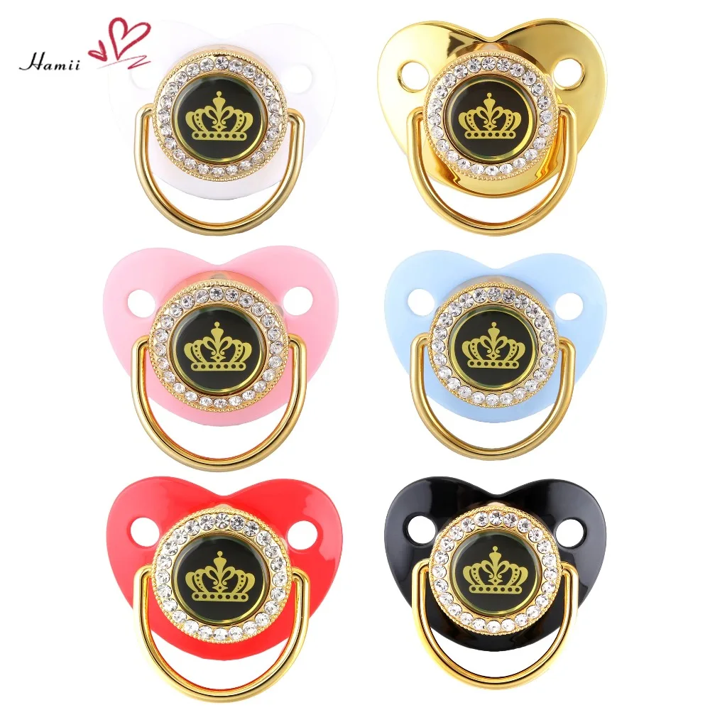 Luxury Crown Baby Pacifier with Cover Bling Pacifiers Silicone Newborn Infant Nipple Newborn Dummy Soother Baby Gifts BPA Free