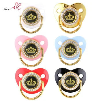 Luxury Crown Baby Pacifier พร้อมฝาครอบ Bling Pacifiers ซิลิโคนทารกแรกเกิดจุกนมทารกแรกเกิด Dummy Soother เด็กของขวัญ BPA ฟรี