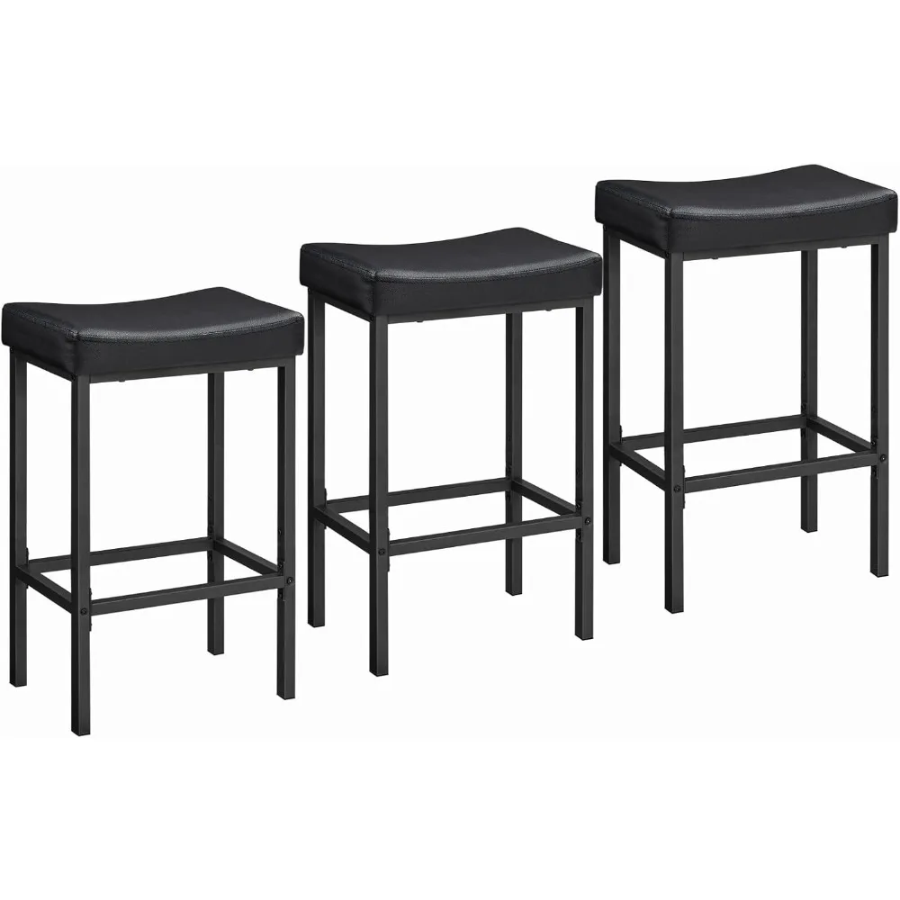 

Bar Stools,Set of 3 Bar Chairs, Counter Height Bar Stools, Saddle Stools, Set of 3 Kitchen Stools, 24.8 Barstools
