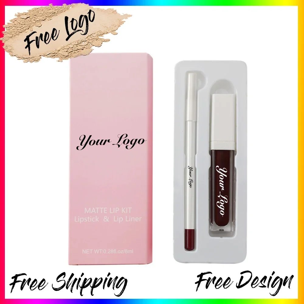 21 Colors Vegan Lip Gloss Lip Liner Kit Private Label Lip Glaze Non-sticky Matte Lipstick Lipliner Set Makeup Wholesale