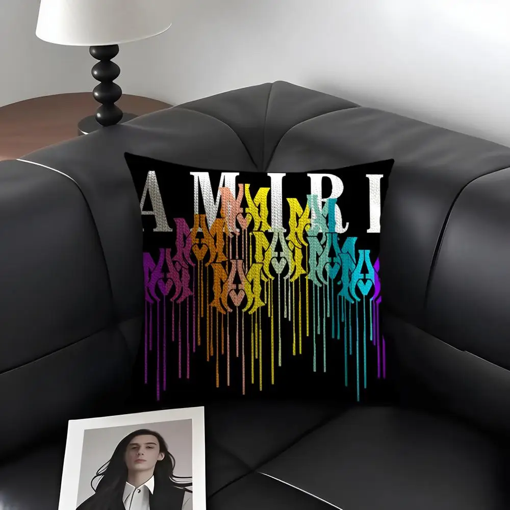 أزياء العلامة التجارية أ-أميري غطاء الوسادة الكتان الطبيعي النسيج العضوي الوجهين الطباعة أريكة ديكور المنزل هدية كيس وسادة