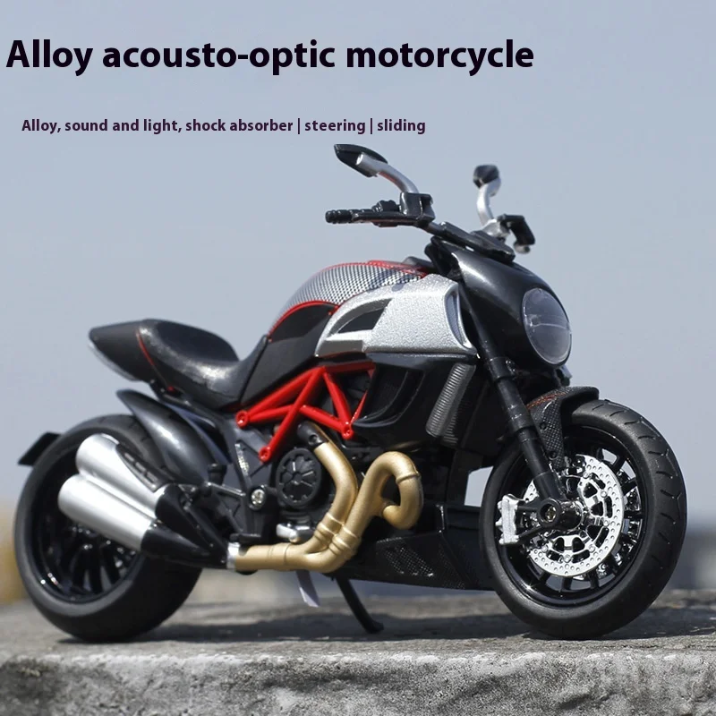 Simulation 1:12 Ducati Diavel Model Alloy Motorcycle Diecast Model Sound Light Toy Decorative Trendy Ornaments For Friend Gift