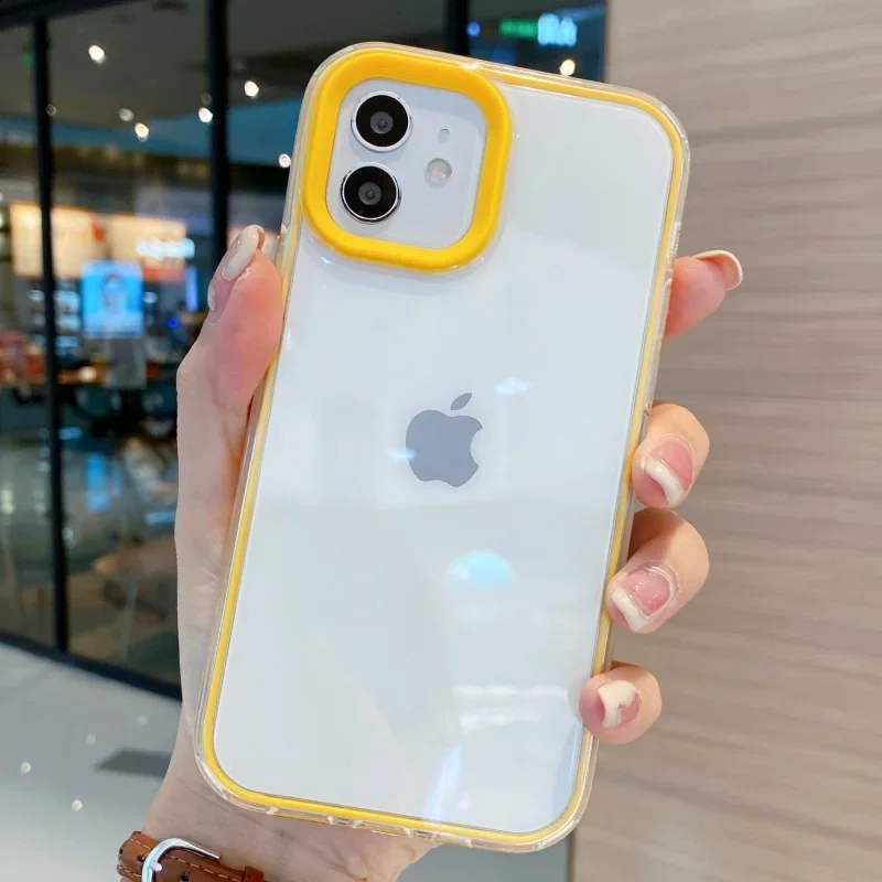 Three in one transparent for iPhone 16 15 14 13 12 11 Pro Max Plus X XS XR case anti fall protective cover bumper