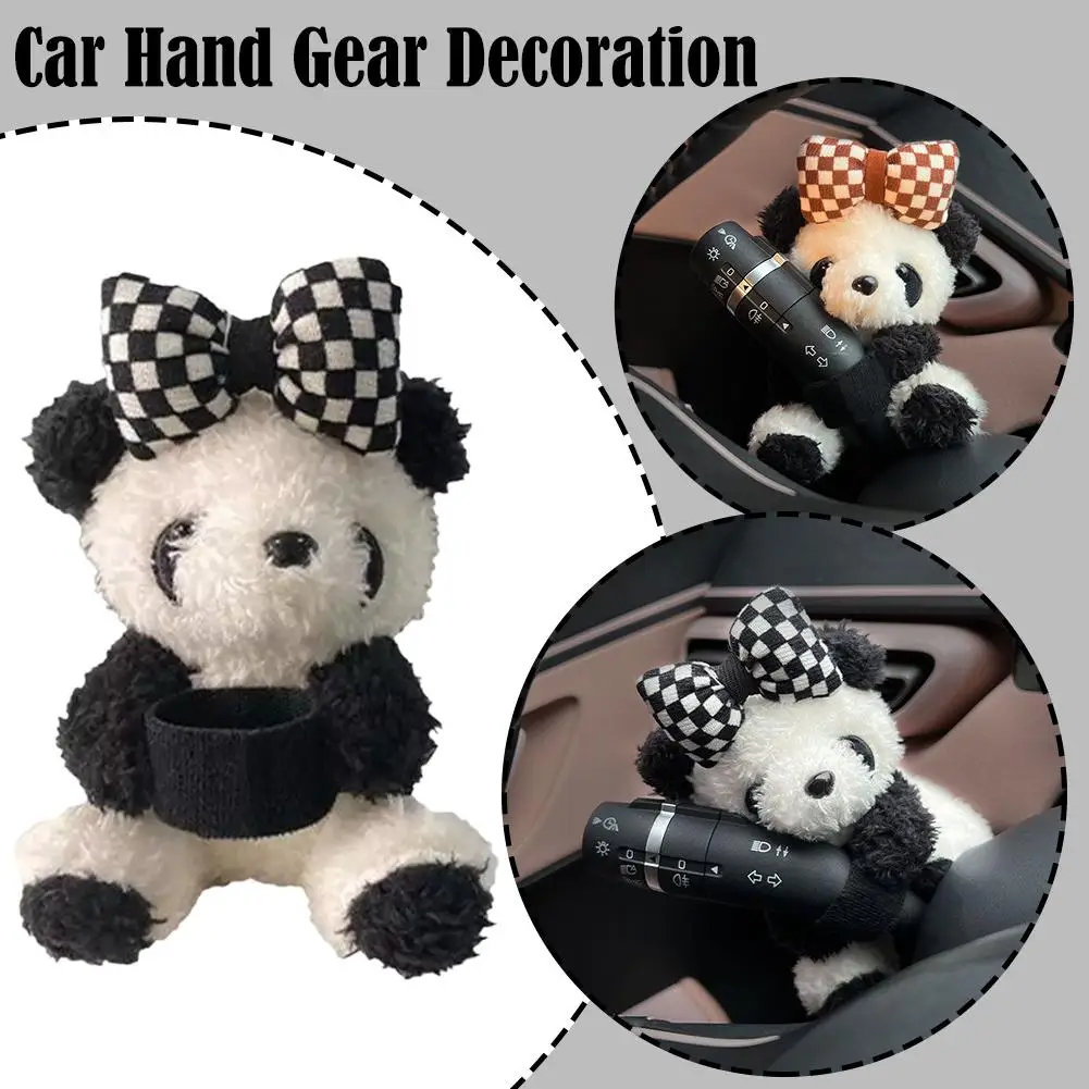 Card Love Bow Chinese Giant Panda Auto Wiper Turn Signal Doll Interior Decorative Plush Car Accessories Gifts Switch Holida O7F3