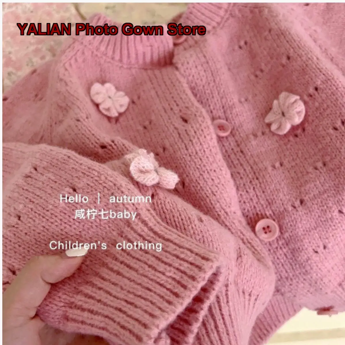 Girls Knit Cardigan Boys Kids Spring Autumn Pink Floral Print Fashionable Jacket