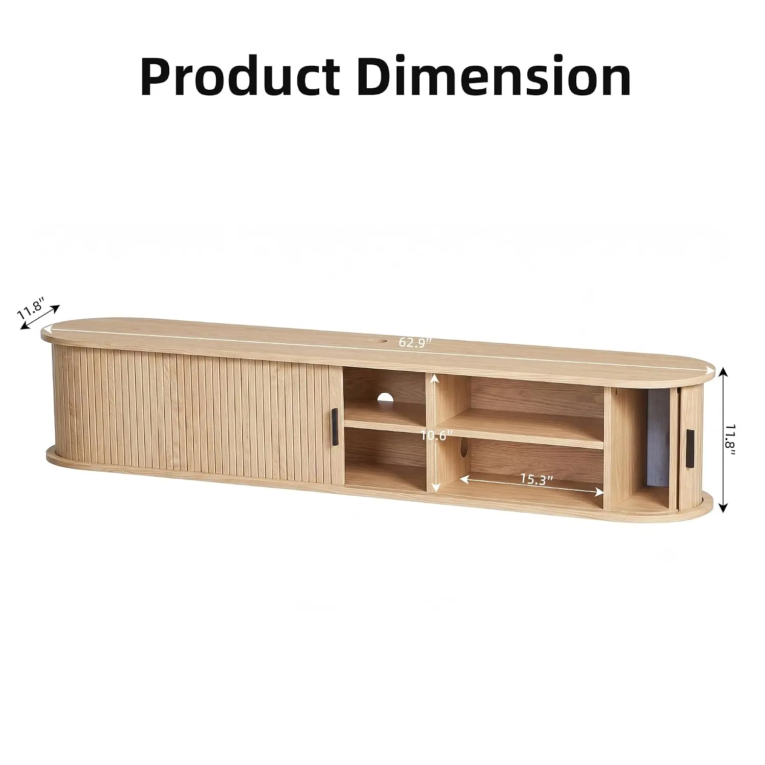 Floating TV Stand Wall Mounted with Sliding Doors & Cable Management Space-Saving Living Room Entertainment Center, Customized