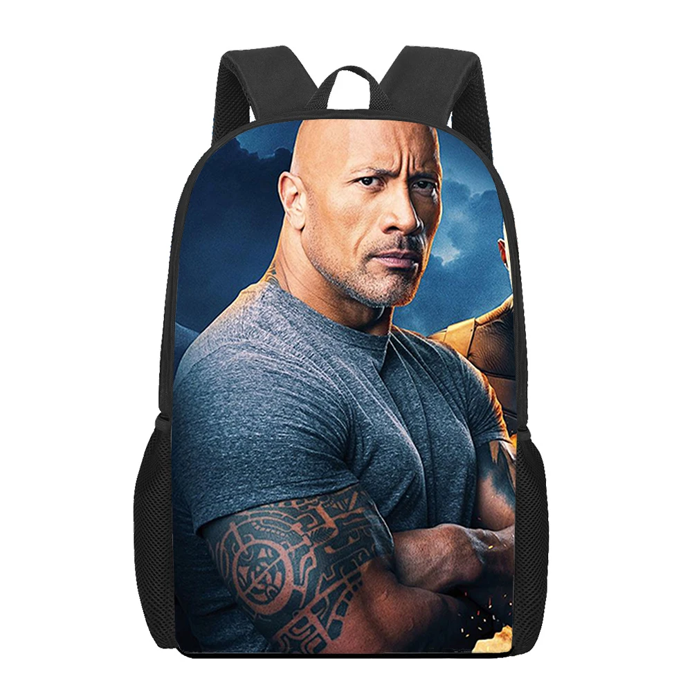 Dwayne Douglas Johnson tas sekolah pola 3D, ransel hadiah anak lelaki perempuan kasual remaja harian