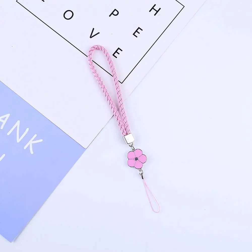 PU Leather Mobile Phone Strap Smart Phone Key Holder Ring Flower Lanyard Phone Accessory Cord Phone Hand Rope Keychain