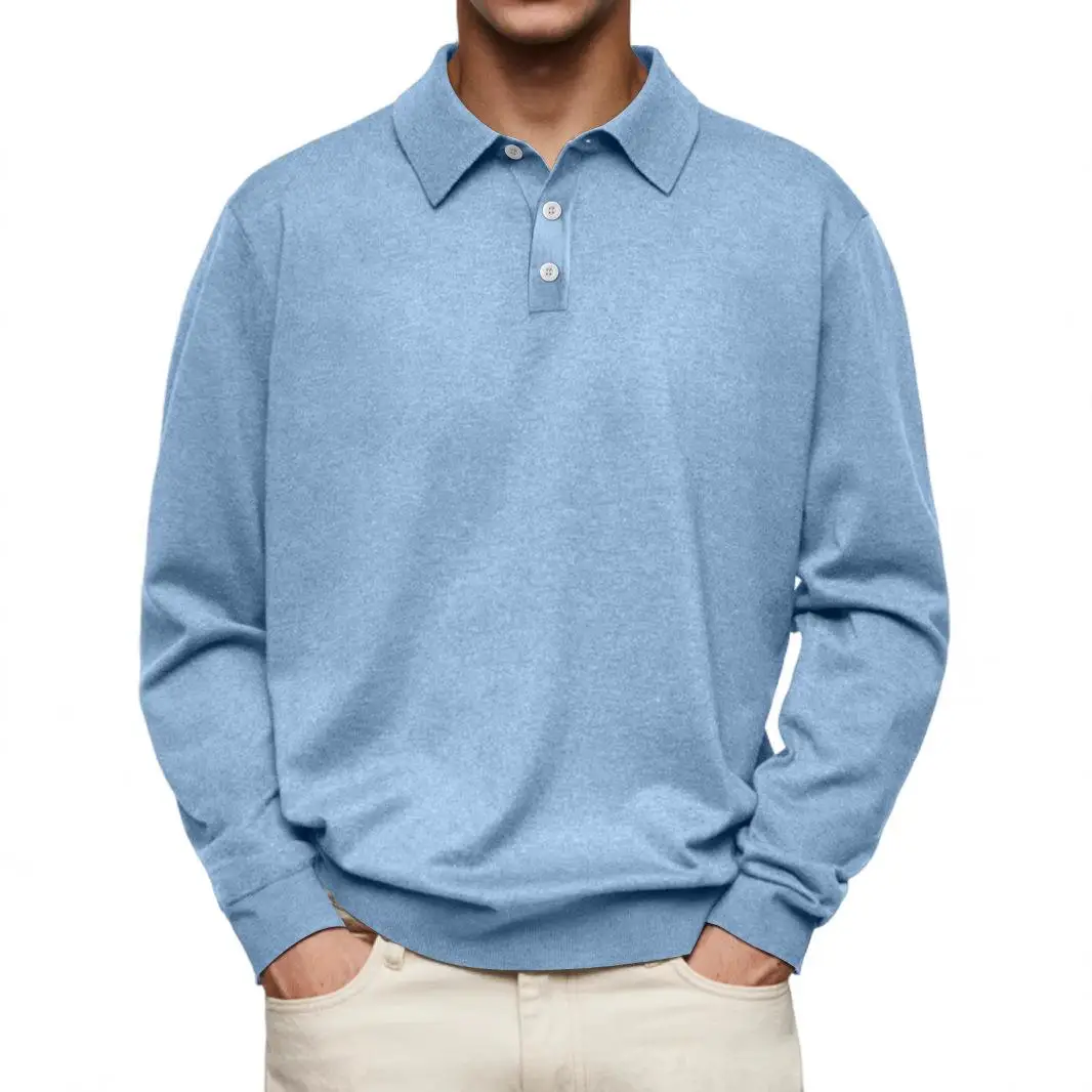 

Long Sleeve Men's Shirt Classic Fit Cool Feeling Color Henley Neck Design Regular Fabric Thickness Winter Collection