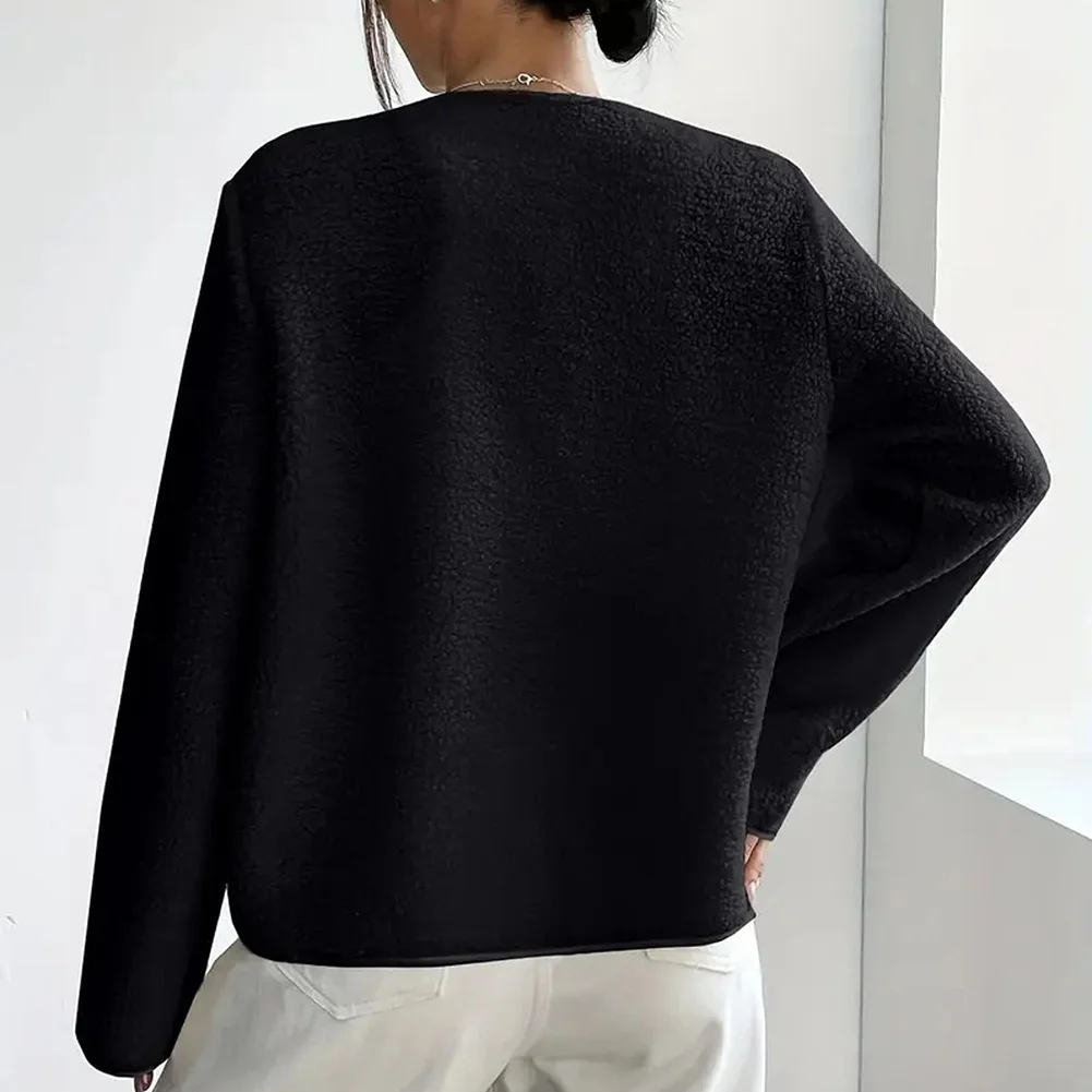 For Summer Beach Women Fleece Jacket Summer Outerwear Polyester Fabric Solid Color Design Medium Elasticity Regular Length