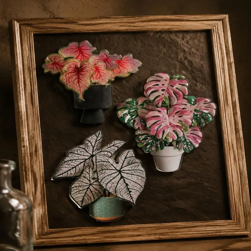Mini Rotatable Artificial Plant Fridge Magnets Realistic Leaf Design Eco-Friendly Material for Home Office Decor