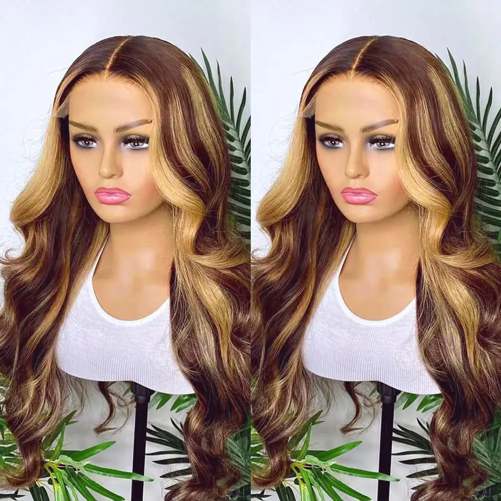 Ulrica Highlight 13x6 Lace Frontal Wig Human Hair 4/27 Highlight Ombre Colored Body Wave HD Lace Front Wig Brazilian Pre Plucked