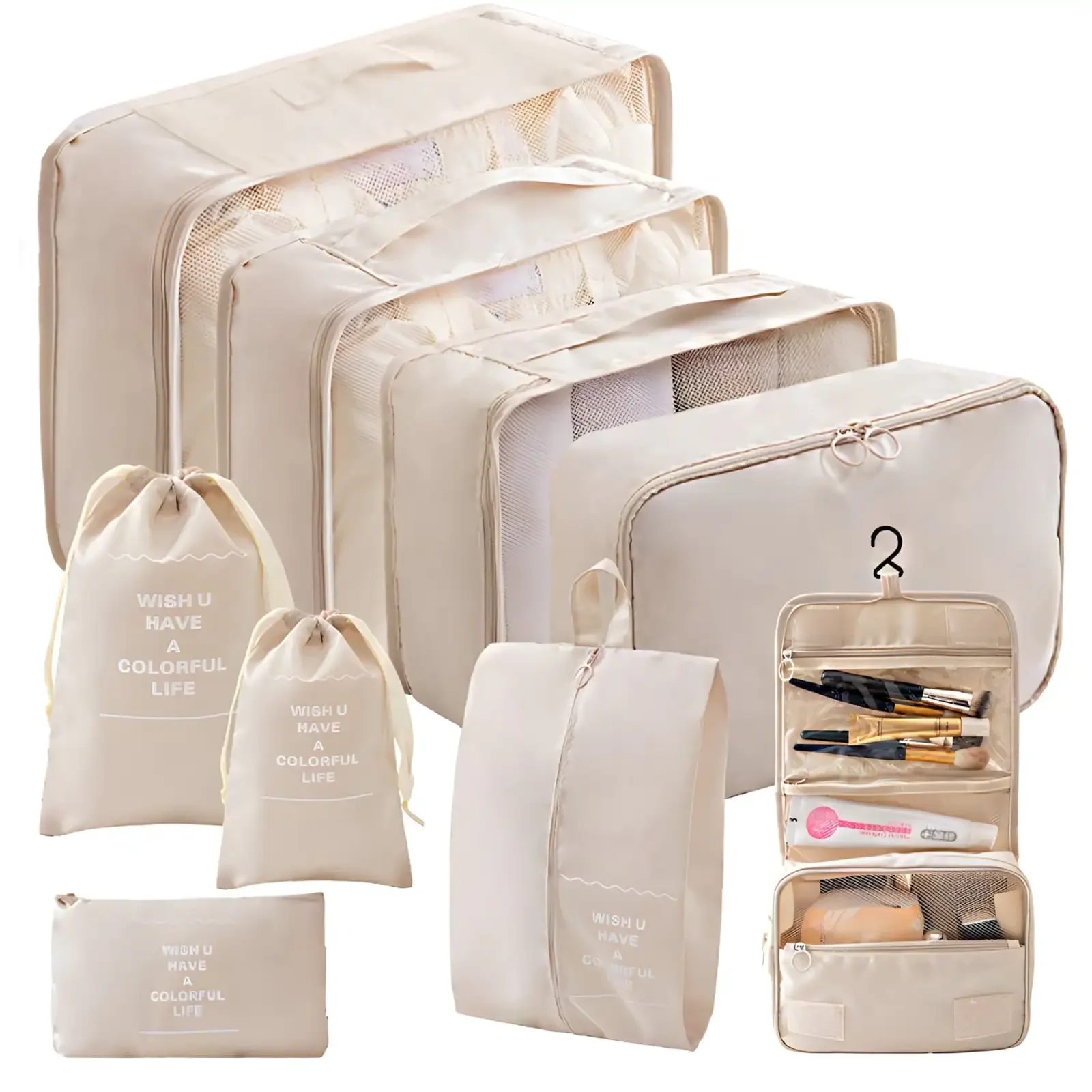 

Packing Cubes - 9 PCS Travel Pouch Set, Compression Bags For Travel, Suitcase Essentials Organizer Bags Set