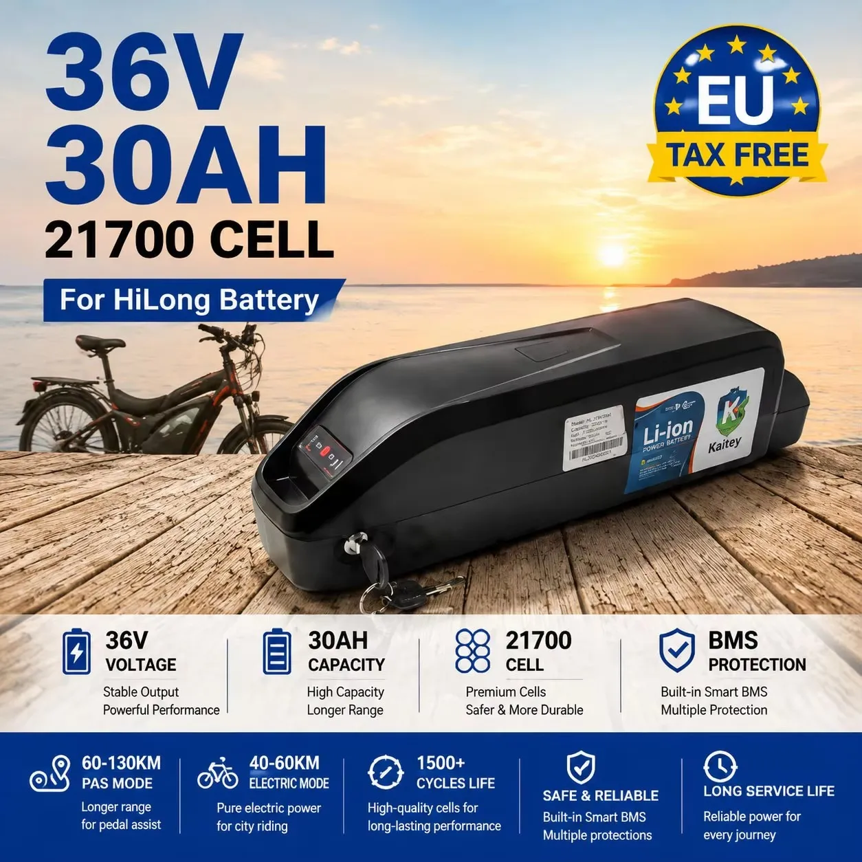 Batteria di alta qualità da 36V 48V 30Ah Hailong per e-bike, ideale per biciclette elettriche da uso quotidiano in città, dotata di motore Bafang ad alta potenza.