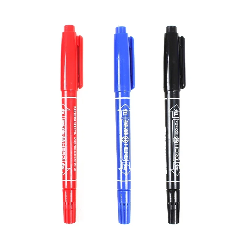 3 adet/takım Çift Uçlu 0.5/1.0mm Uç Işaretleyici Su Geçirmez Siyah Mavi Kırmızı Yağlı Manga Sanat işaretleme kalemleri Öğrenci Okul Ofis Kırtasiye