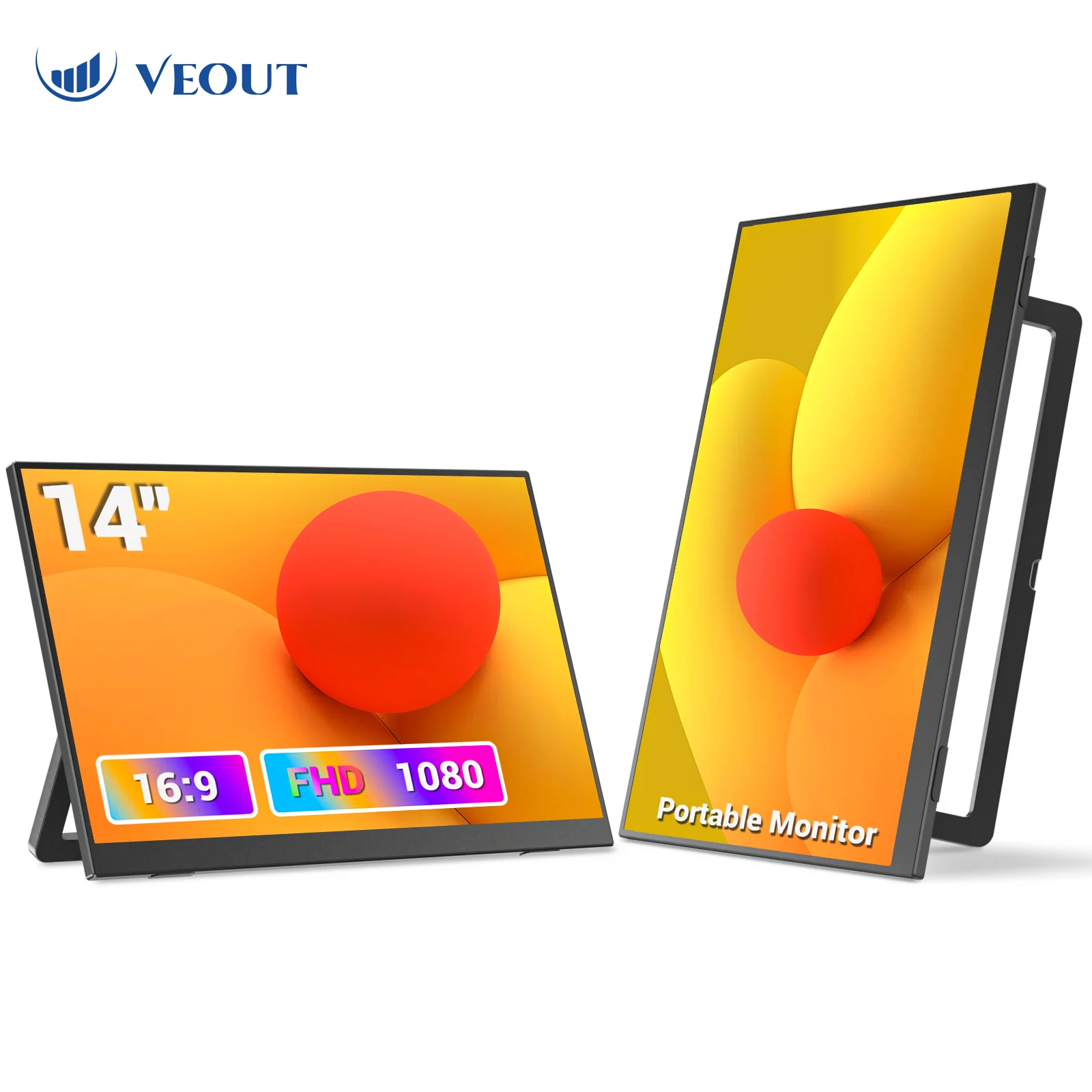 

14-дюймовый портативный игровой монитор 1080P, 60 Гц для ноутбука, внешний экран IPS 16:9 HDR для ухода за глазами, USB-C/HDMI Plug & Play, второй экран