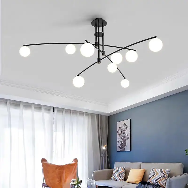 

Post mordern chandelier Nordic Minimalist Style glass ball light Home Living Room Bedroom Decor G9 LED Iron art worklight light