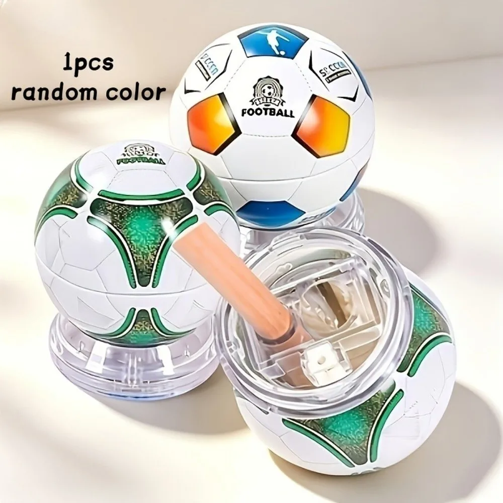 3-Hole Design Manual Pencil Sharpener Adjustable Holes Compact Design Football Pencil Sharpener Random Color Portable