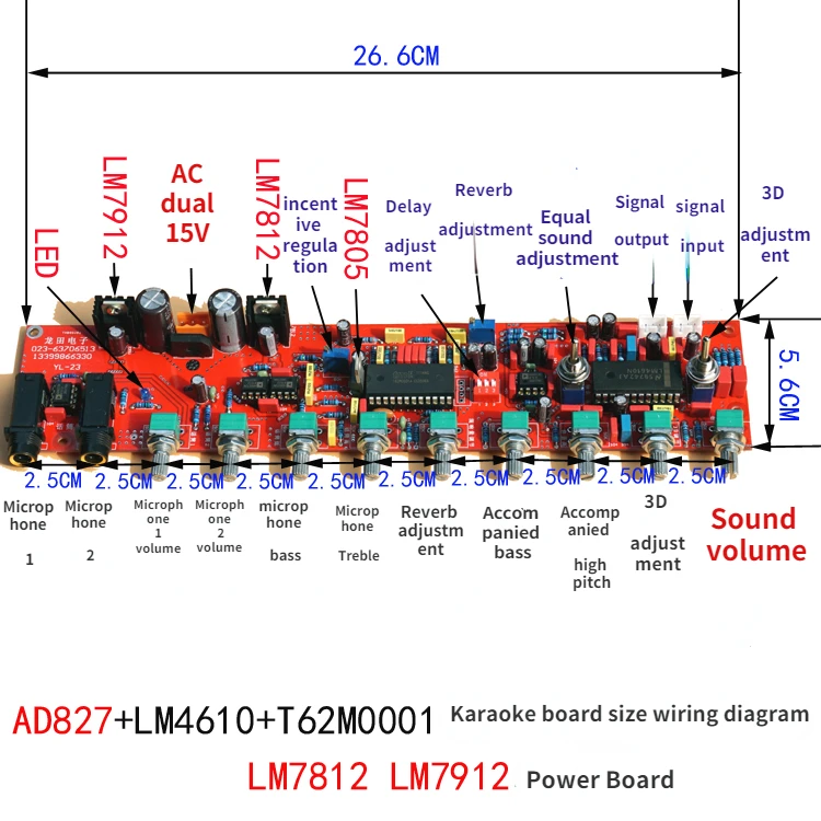 Aggiornamento M65831 T62M0001A polo anteriore LM4610 + AD827 Kit febbre fai da te scheda reverbero Karaoke