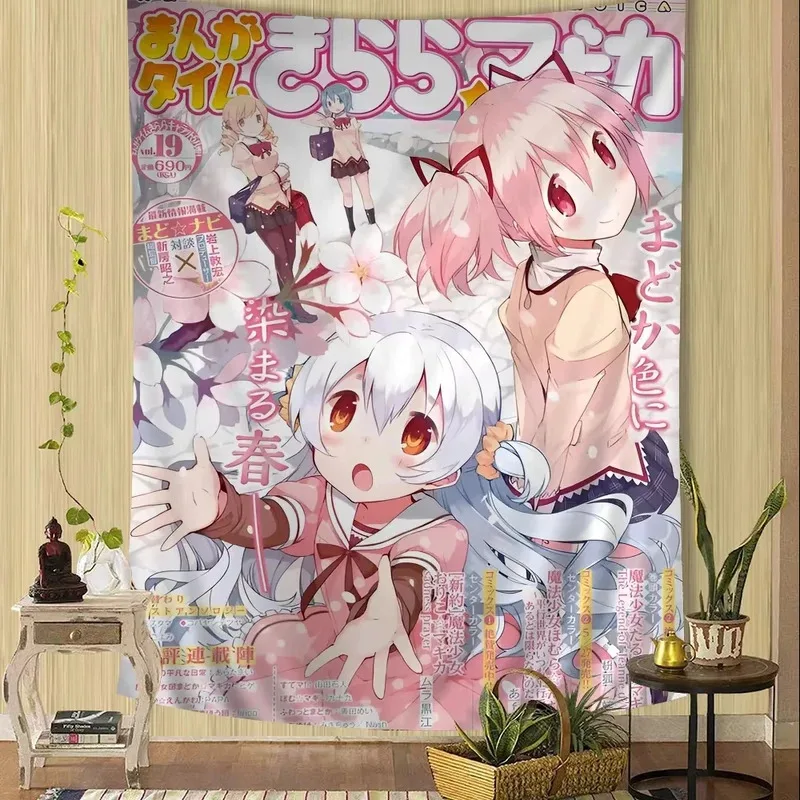 

IJL62Puella Magi Madoka Magica Настенный гобелен Хиппи Настенные коврики Общежитие Японская спальня Настенное украшение Домашний декор Общежитие 4Th^