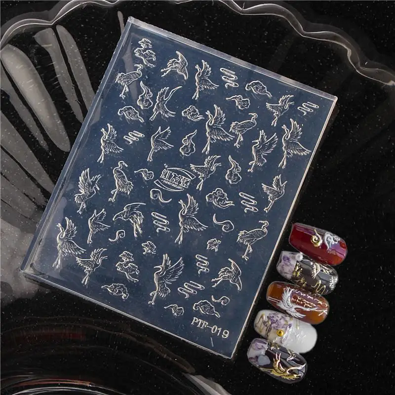 1Pcs Nails Mold Crane Swan Sea Star Conch Nail Art Templates 3D Silicone Relief DIY Nail Decoration Manicure Design Tools