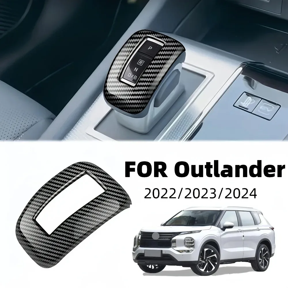Carbon Fiber Shift Knob Cover for Mitsubishi Outlander 2022 2023 2024, Easy Snap-On Installation & Interior Upgrade