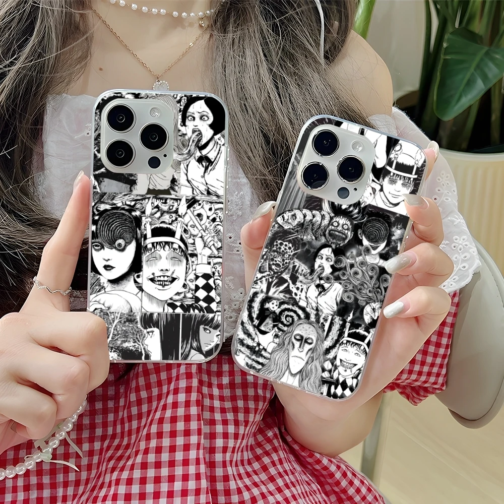 Junji Souichi Painting Mobile Cell Phone Case for iPhone 16 15 14 13 12 11 X XR XS 8 Pro Max Plus Mini Clear Transparent Cover