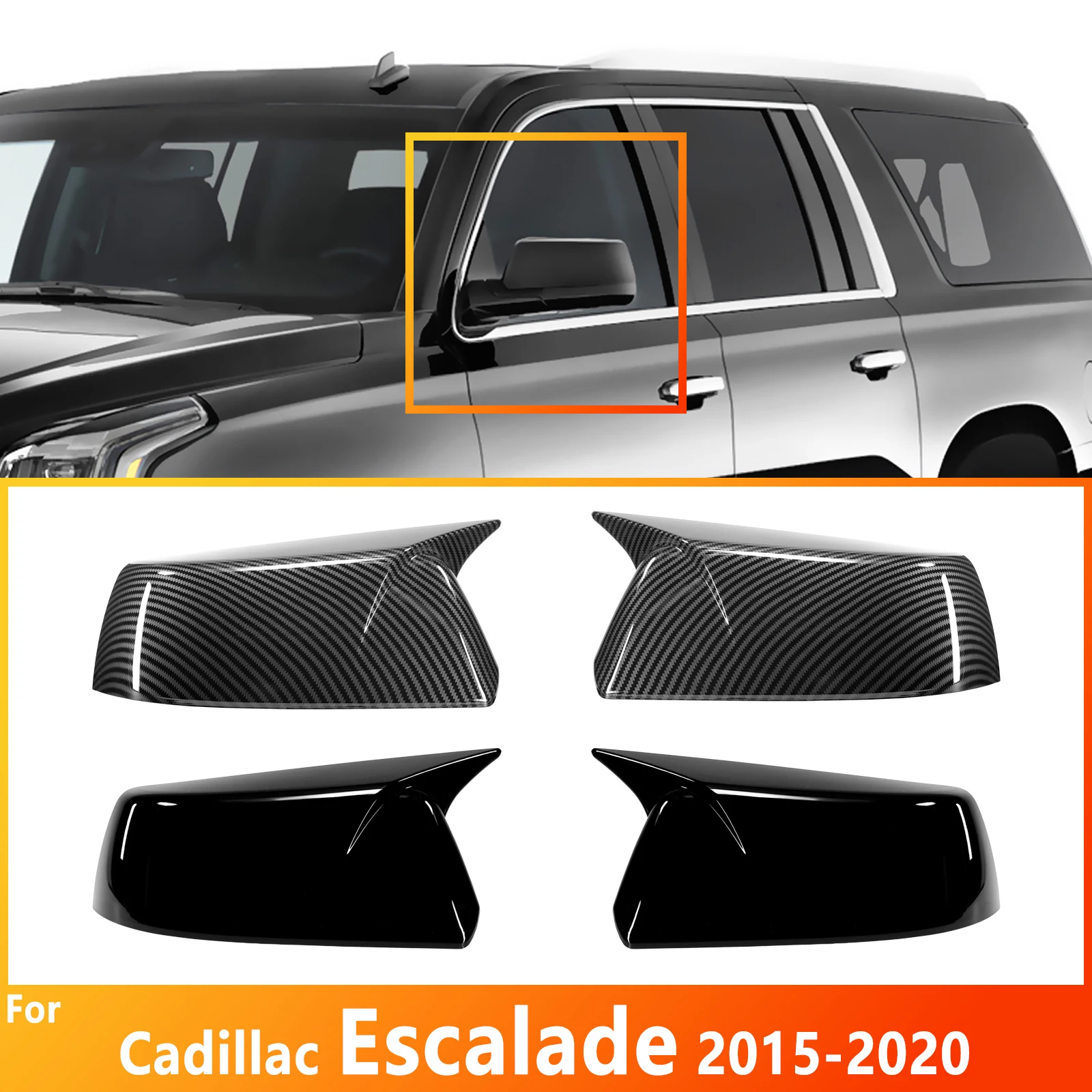 2Pcs For Cadillac Escalade Chevrolet Tahoe 2015-2020 Rearview Mirror Cover Cap Exterior Mirror Decorative Shell Direct Overlay