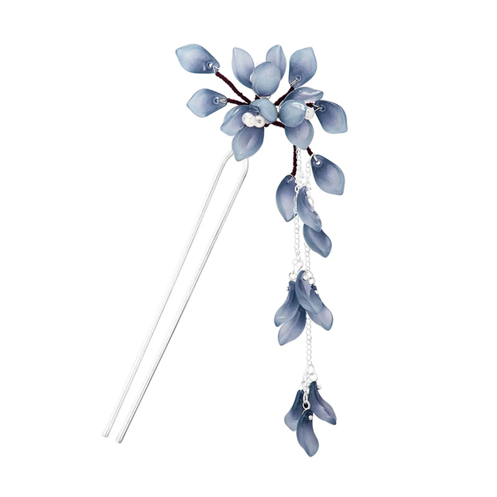 U Shape Hairpin Glazed Flower Hair Stick Chinese Han Custme Hair Accessories Vintage Girls Fringe Hair Clip Step Shaking Jewelry
