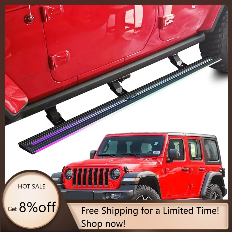 

Electric Running Boards Automatic Power Side Step LED Light for Wrangler JL 4 Door Sahara Rubicon 2018-2025 with Carry Bag