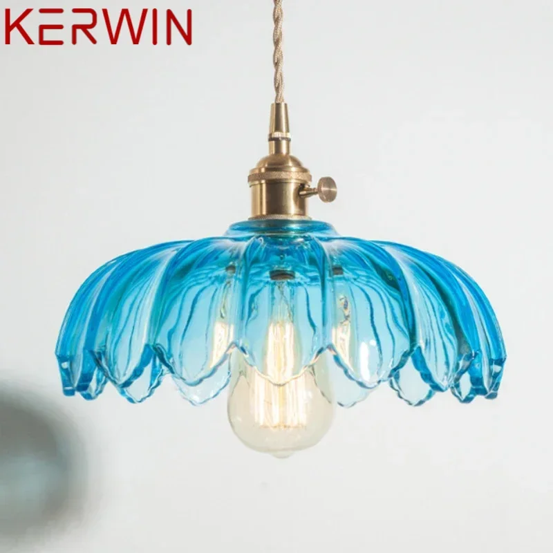 

KERWIN KERWIN Nordic Brass Pendent lamp Modern Bedroom Bedside lamp Color Glass LED Restaurant Bar Aisle Chandelier