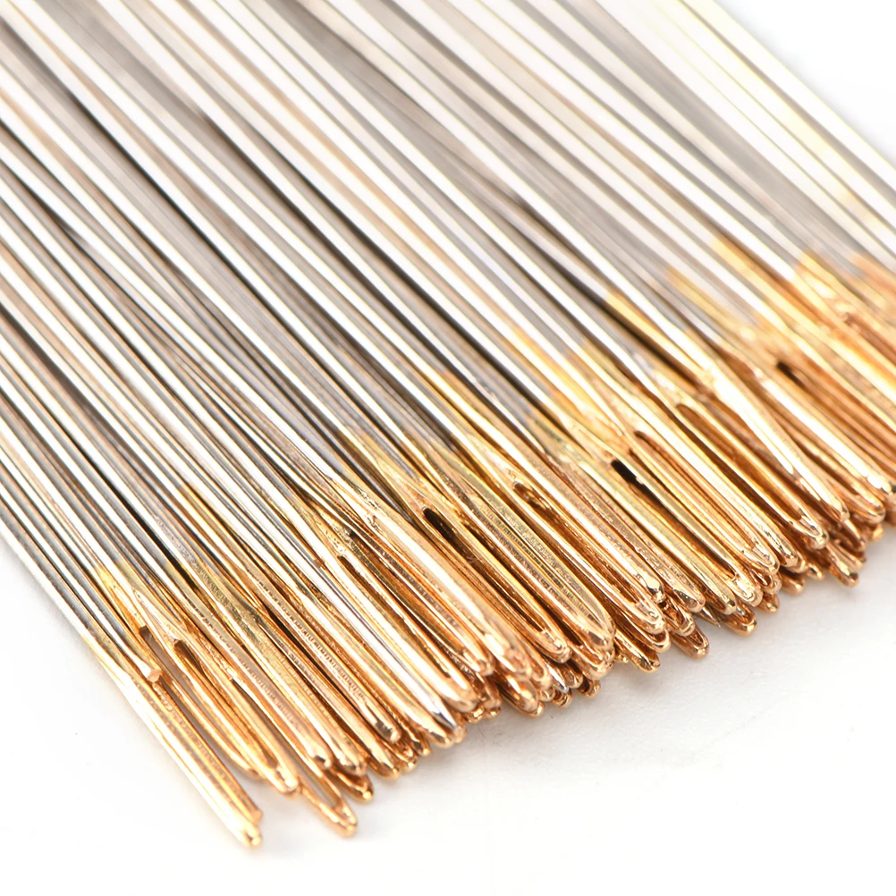 100 PCS/Lot Size 24 Golden Tail Embroidery Fabric Cross Stitch Needles For 11CT Cloth Sewing Kit