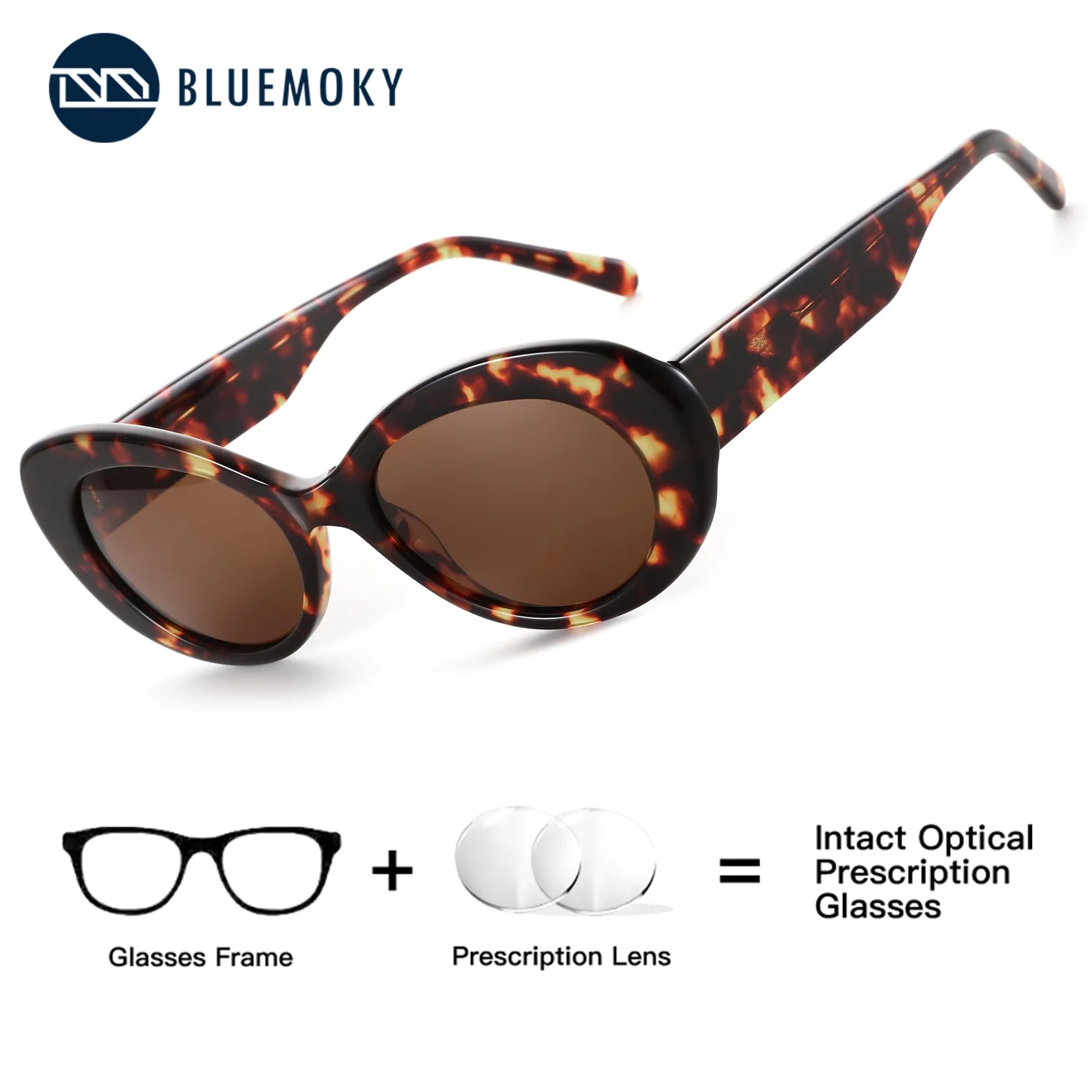 

BLUEMOKY Acetate Polarized UV400 Prescription Sunglasses Women Cat Eye Sunscreen Progressive Myopia Bifocal Reading Sun Glasses