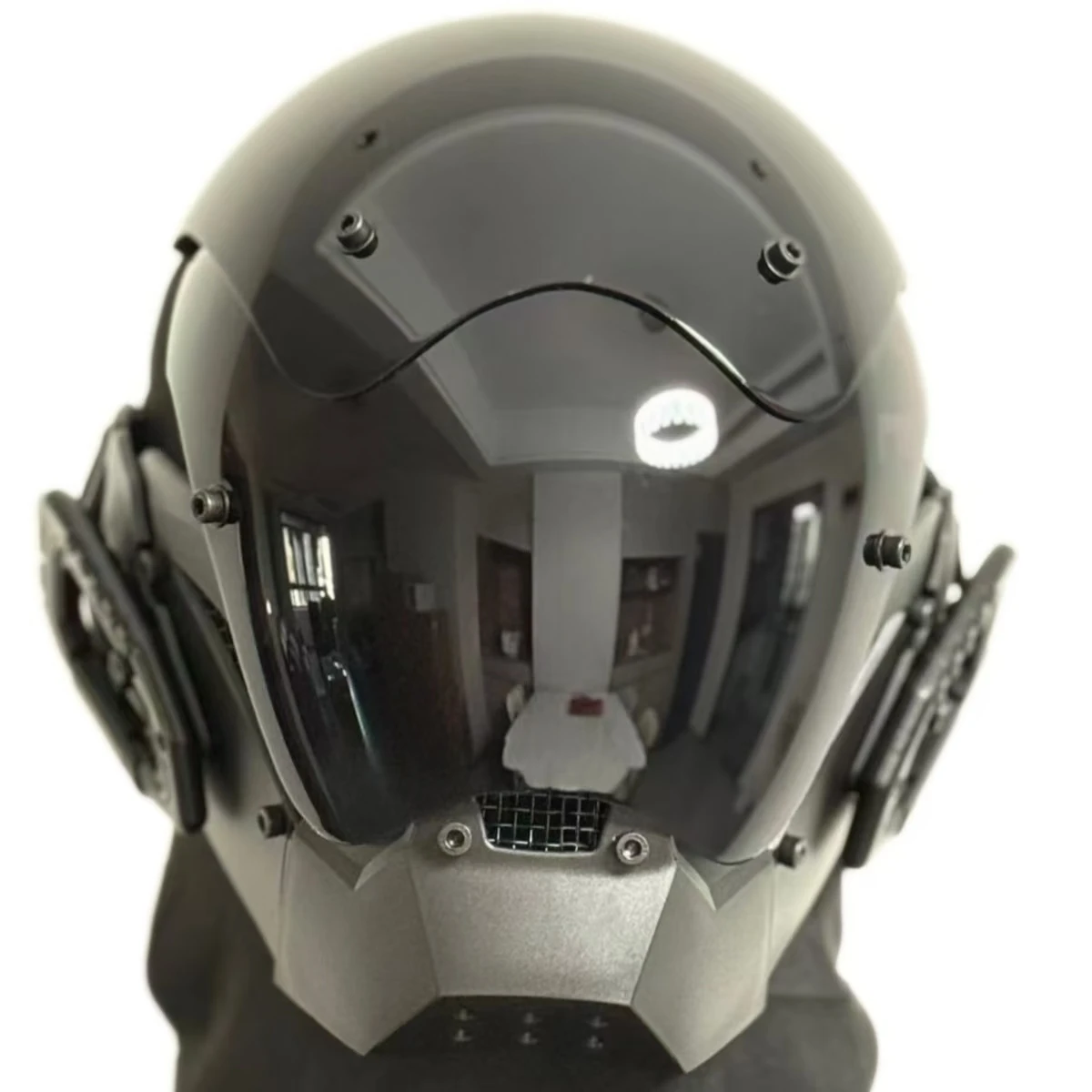 خوذة قناع Cyberpunk السوداء التنكرية للرجال والنساء، قناع Techwear، قناع الهالوين مناسب لملحقات مهرجان الموسيقى والحفلات
