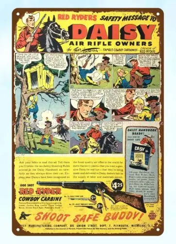 decor bar club shop 1947 Daisy Air Rifle RED RYDER COWBOY CARBINE metal tin sign