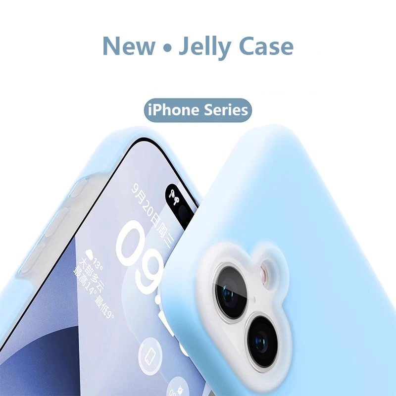 Baby-soft Touch Liquid Silicone Jelly Phone Case for Apple iPhone 11 12 13 14 15 16 Pro Max Plus Protective Case