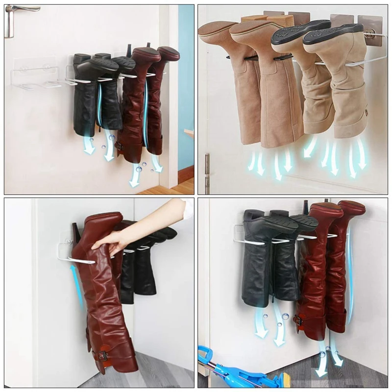 2Pcs Boot Rack High Tall Boots Storage Organizer Wall Mounted Shoe Holder Shelf Boot Shapers Suppor Easy To Use