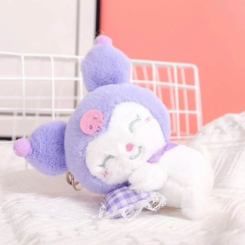 Brelok Sanrio Cinnamoroll Kuromi melodia brelok do kluczy dla dzieci pluszowe zabawki Kawaii pompon Purin breloczki breloczek prezent dla kobiet