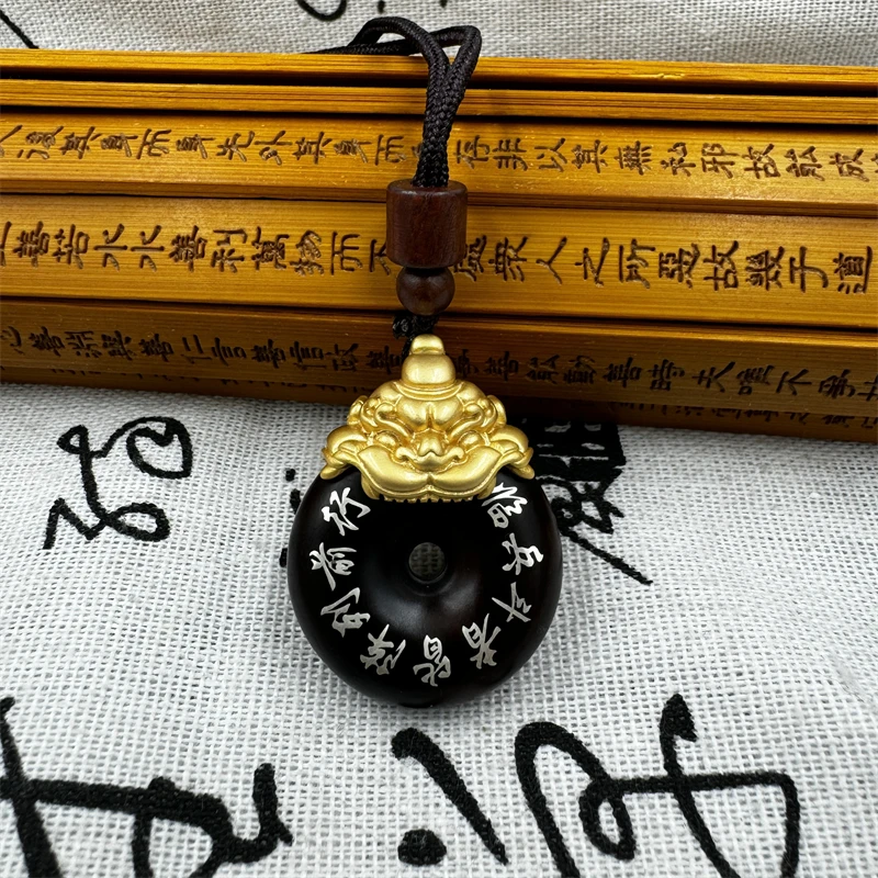 Jujube pendant，inlaid with silver nine character mantra safety buckle, Pixiu safety buckle accessories, Feng Shui supplies